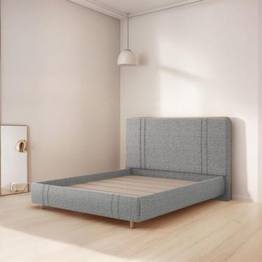 Imagem de Cama flutuante star king linho - SKYBOX BOX E BAÚS, Cinza