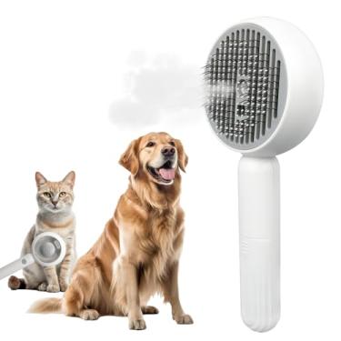Imagem de Escova Vapor Animais Estimação, Pente de Limpeza 3 em 1 para Gatos e Cães-Pincel Derramamento Spray de Água para Animais Estimação Cabelos Longos e Curtos