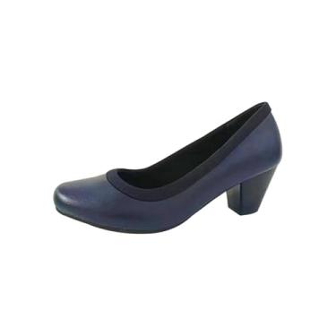 Imagem de HC SHOES Mocassins ortopédicos femininos confortáveis de salto baixo sem cadarço com suporte ortopédico avançado para conforto o dia todo, Azul, 6 Wide