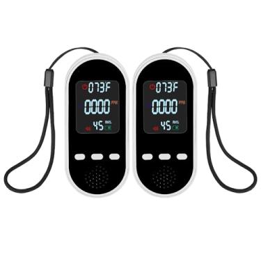 Imagem de Vzmcov Mini detector de monóxido de carbono portátil de qualidade do ar com alarme de cordão, sensor de umidade / gás CO/termômetro interno/externo, tela LED alimentada por bateria