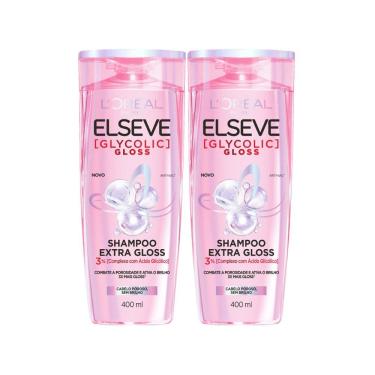 Imagem de Kit 2 Shampoo Elseve Glycolic Gloss L`oréal Paris Extra Gloss Cabelo Poroso e sem Brilho 400ml