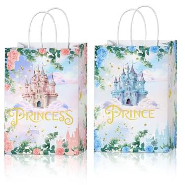 Imagem de WFKLDF 20 peças de sacolas de lembrancinhas de princesa príncipe - sacolas de lembrancinhas de festa de princesa - lembrancinhas de festa do príncipe