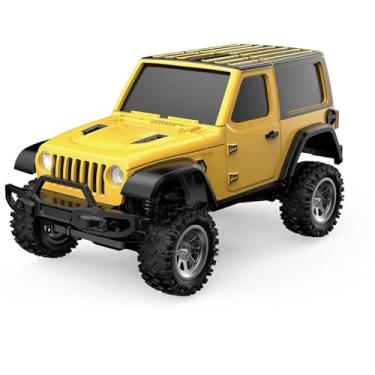 Imagem de ARRIS Mini rastreador RC 1:36, carro RC off-road 4WD com controle remoto de 2,4 G, bateria e luzes RTR para adultos brinquedos de presente de hobby (amarelo)