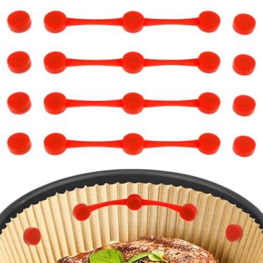 Imagem de ZFLYCANP 4 conjuntos de fivelas de silicone para fritadeira a ar, papel pergaminho resistente ao calor, fivela de retenção para fritadeira de ar fácil de limpar para papel pergaminho para uso