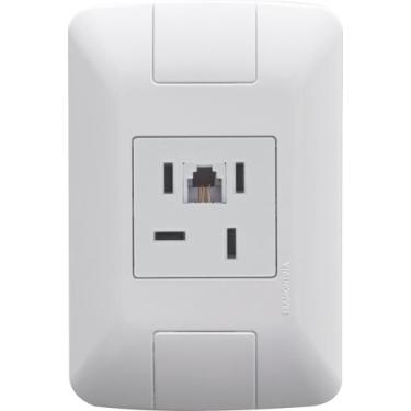 Imagem de Conjunto 4x2 com 1 Tomada Telefone 4P e RJ11 Tramontina Aria Branco