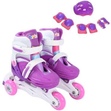 Imagem de Conjunto Patins Infantil Triline + Kit de Proteção 28 - 31 Lilás - brink+