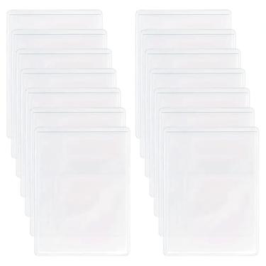 Imagem de GSHLLO 15 peças de porta-cartões de plástico transparente bolsa protetora para cartão de identificação capa protetora à prova d'água capas de cartão de visita bolso para cartão de visita