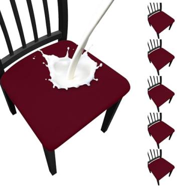 Imagem de Fafua Conjunto de 6 capas de assento de cadeira de jantar impermeáveis removíveis para cadeiras de jantar, cozinha, hotel, festa