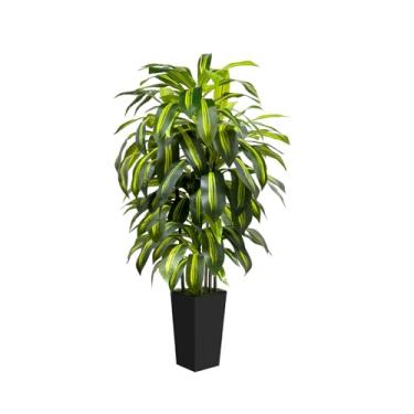Imagem de Planta falsa de 1,8 m de altura, árvore dracaena artificial com plantador preto, plantas falsas, sala de estar, plantas artificiais, decoração interna, planta grande falsa