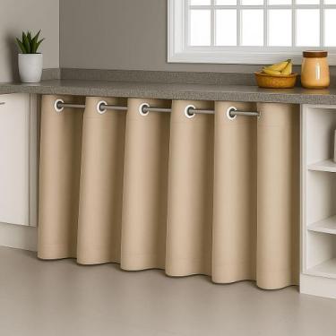 Imagem de Cortina De Pia Para Cozinha Balcão Área de Serviço Com Bainha - Cida E