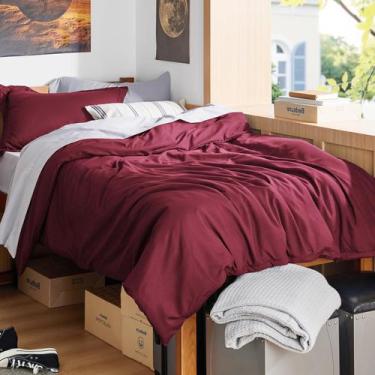 Imagem de Capa de edredom Bedsure Twin/Twin XL tamanho poliéster bordô