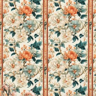 Imagem de ESSMOKO Papel de parede estilo chinês floral sala de estar quarto PVC autoadesivo estilo luxo papel de parede vermelho dourado Shaohua 45 * 500 cm