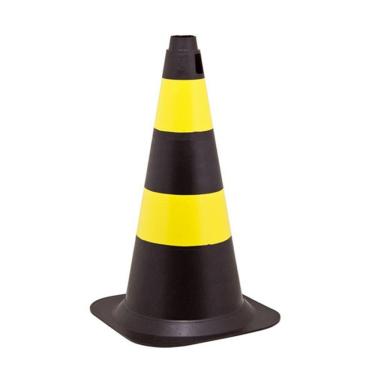 Imagem de Cone Sinalizaçao Preto Amarelo 50CM Plastcor