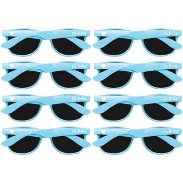 Imagem de Cherub & Stork Pacote com 8 óculos de sol Gender Reveal – lembrancinhas de chá de bebê e adereços de festa para meninos ou meninas, Azul, Regular