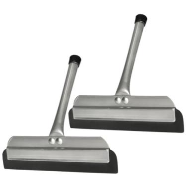 Imagem de 2 Rodinhos de Pia em Alumínio Reforçado com Borracha Preta Multiuso para Limpeza de Cozinha, Banheiro, Box de Vidro, Espelho e Azulejos – Rodo Pequeno Premium, Resistente e Anticorrosivo