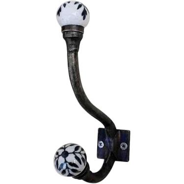 Imagem de Shabby Restore | 1 pacote de ganchos | Ganchos de chave montados na parede | Ganchos para pendurar casaco preto | Cabides de cozinha de ferro para utensílios | Ganchos de folhas para parede