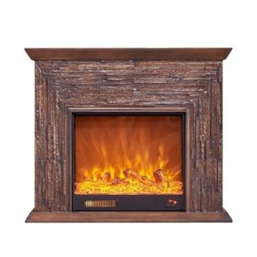 Imagem de Lareira Decorativa Lareira elétrica de 47,2/59,0" com manto carvalho, lareiras decorativas retrô autônomas controle remoto(Grande)