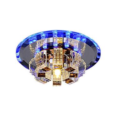 Imagem de Lustre de cristal moderno regulável, luminária de teto LED de luxo embutida de 23,5" com controle remoto, luminária pendente em forma de lótus para sala de estar, quarto (dourado), pequeno p