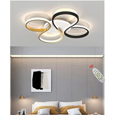 Imagem de Luminária de teto LED para quarto, luminária de teto regulável com controle remoto, design moderno, iluminação decorativa de alumínio e acrílico para sala de estar, quarto, escritório, sala