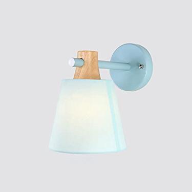 Imagem de Luminária de parede de madeira moderna, abajur de tecido, luminária de parede de metal, cabeceira nórdica, luzes de cabeceira para quarto, sala de estar, corredor de entrada, escadas, arande