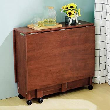 Imagem de Mesa de jantar, mesa dobrável de madeira, mesa de jantar retrátil que economiza espaço, mesa de cozinha multiuso - 1,35 m (B)