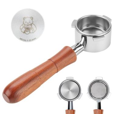 Imagem de MEION Filtro portátil sem fundo de 54 mm com alça de mogno, compatível com Breville Barista Express, Pro, Touch, Bambino Plus, infusor, cesta de filtro de aço inoxidável e tela de disco incluídos