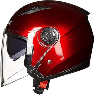 Imagem de Capacete De Motocicleta 3/4 Capacete De Motocicleta Retrô Capacete De Motocicleta Capacete De Motocicleta Aprovado Pelo Dot/Ece Com Viseira Dupla Capacete A Jato Para Scooter C, C, XXL/60-61CM