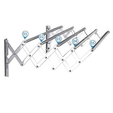 Imagem de Toalheiro prateleira de banheiro toalheiro extensível suporte de toalha trilhos de barra para banheiro ou cozinha de aço inoxidável montado na parede 5 varões/110 cm (110 cm)