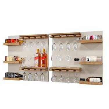 Imagem de 2 Adegas Vinho Barzinho Grande Decoração Mdf Bebidas(Off/Nature)