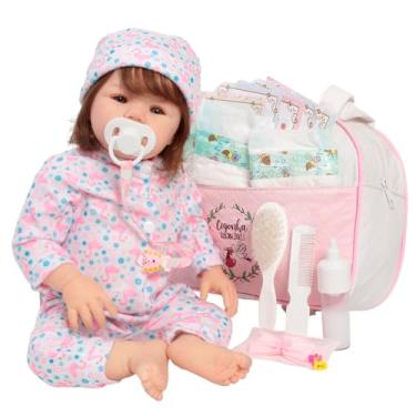 Imagem de Boneca Reborn Bebê Realista Abigail Fio a Fio Bolsa Itens