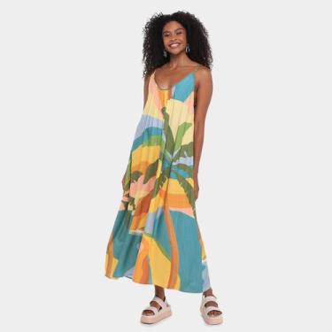 Imagem de Vestido Farm Longo Paisagem Carioca, Verde, Azul, G