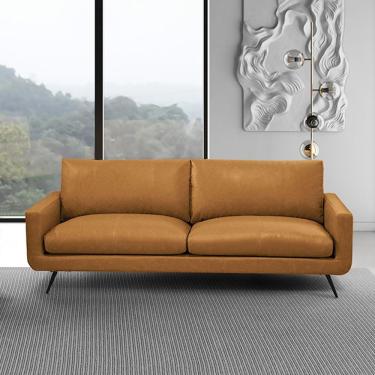 Imagem de Sofá 2 Lugares Paloma 183cm Sala de Estar Couro Caramelo Manchado