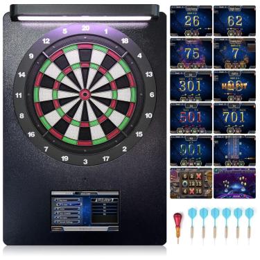 Imagem de Jogo de Dardos Eletrônico, 6 Dardos, 336 Modos de Jogo e 300 Variações de Pontuação com Alvo de Nylon Clássico para até 4 Jogadores