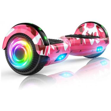 Imagem de Hoverboard SISIGAD H10 Rosa Camuflado para Crianças de 6 a 12 Anos com Bluetooth LED e Rodas Coloridas de 6,5 Polegadas