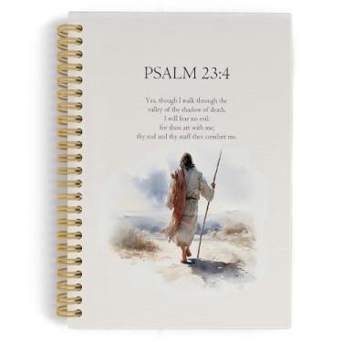 Imagem de YLZlhb Caderno Jesus Cristão Espiral, Versículo da Bíblia Cadernos de Jesus para anotações de escritório, presentes cristãos para mulheres, oração religiosa, capa dura, diário em espiral, 14 x 21 cm