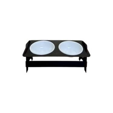Imagem de Comedouros Para Pets de Pequeno Porte Bebedouro e Comedouro Pet Elevado em MDF(1 PRETO E BRANCO)