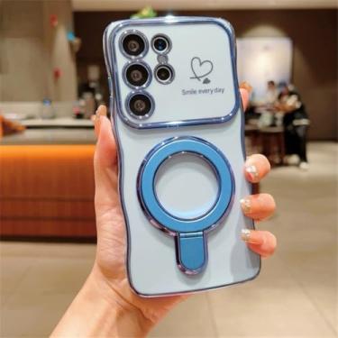 Imagem de YOGISU Suporte magnético em formato de coração para Samsung A56 (para Samsung A56/Azul)