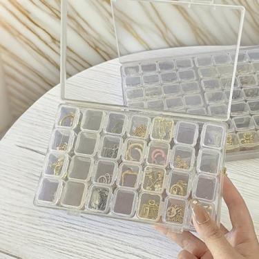 Imagem de Caixa organizadora de joias transparente com 28 compartimentos - estojo transparente para exibição de brincos e anéis, recipiente de armazenamento de plástico para artesanato