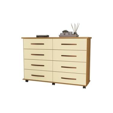Imagem de Comoda Jade Mel Perola com 8 Gavetas com corrediças metálicas telescóp