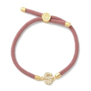 Imagem de Pulseira de amizade ajustável com letra inicial de latão micro pavê zircônia cúbica berloques joias para mulheres e homens pulseiras de cordão de nylon, presente para mulheres ou homens, 2.6 inch