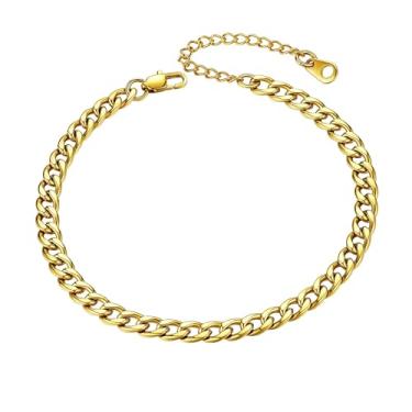 Imagem de ChainsHouse Corrente de tornozeleira redimensionável para mulheres meninas verão praia joias descalço aço inoxidável/ouro 18 quilates/prata esterlina S925 fígaro/trigo/corda torcida/corrente