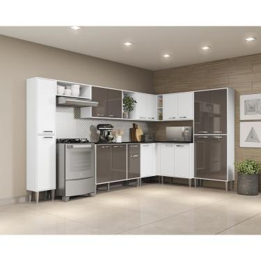 Imagem de Cozinha Completa Xangai Rock Fg3286 Com Armário E Balcão Branca/lacca Fumê