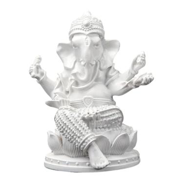 Imagem de Generic Estátua do Senhor Ganesha, escultura religiosa de Buda, peça decorativa colecionável, ornamento, estatueta de Ganesha para painel de carro ou estante, Branco 8.5x7x10.5cm