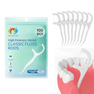 Imagem de Fio Dental com Haste 2 em 1 Kit com 100 Unidades para Limpeza Bucal Profunda - Ideal para Viagens e Uso Diário