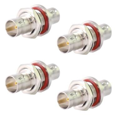 Imagem de Pacote com 4 conectores BNC fêmea para fêmea 75Ohm com porca, conectores SDI adaptador BNC Barrel para extensão de cabo coaxial HD-SDI 3G-SDI 4K SDI