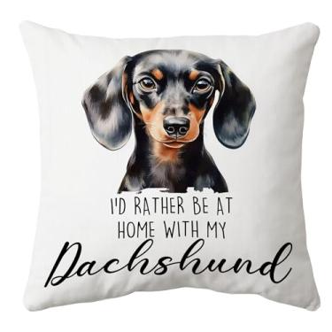 Imagem de huester Capas de travesseiro engraçadas de dachshund 45,7 x 45,7 cm, presentes para mulheres, presentes de cachorro Weiner decorativos, fronhas para sofá-cama, casa, quarto, sala de estar