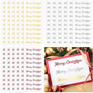 Imagem de AmazingSpark 200 peças 20 folhas de adesivos de Feliz Natal com texto dourado vermelho prata Merry Christmas Script Mini adesivos autoadesivos de Natal para artesanato, álbuns, cartões de Natal