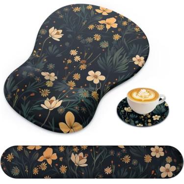 Imagem de Mouse pad com descanso de pulso, tecido de lycra premium 3 em 1, suporte ergonômico de pulso com espuma viscoelástica para teclado, laptop e desktop, mouse para alívio da dor com base de poliuretano