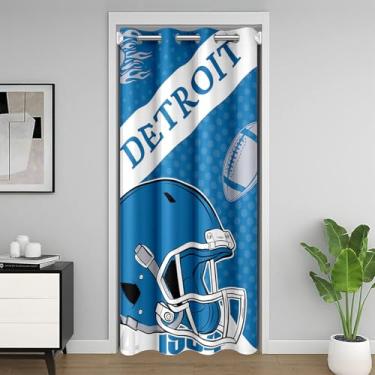 Imagem de Feelyou Cortina de porta de futebol para privacidade de porta Detroit capa de armário para quarto, sala de estar, futebol, cidade, divisória, 106,7 x 213,4 cm, escurecimento blackout para decoração de