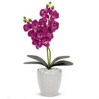 Imagem de Vaso Flores Artificiais Arranjo Orquideas Decorativas Orquídea 28cm(Roxa)